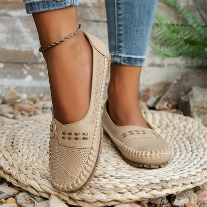 Dam Ortopediska Vävda Slip-On Platta Loafers