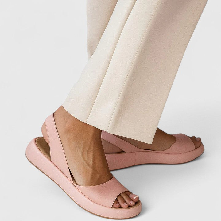 Dam Ortopediska Vadderade Slip-On Peep Toe Sandaler