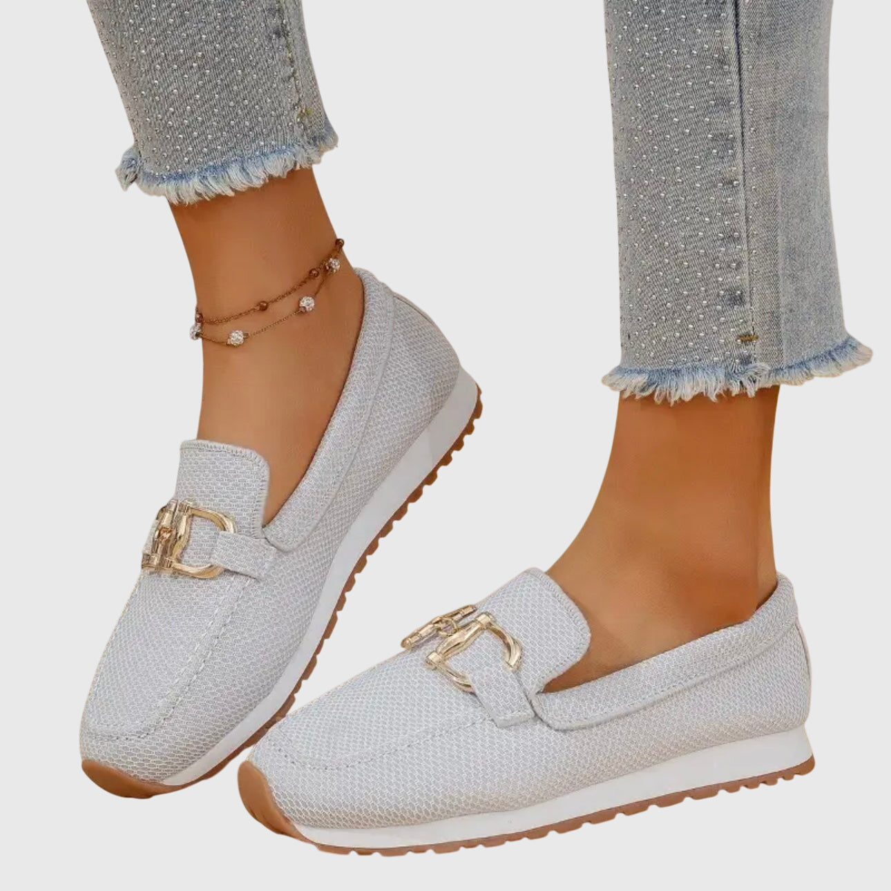 Dam Ortopediska Loafers med Guld Horsebit-Detalj