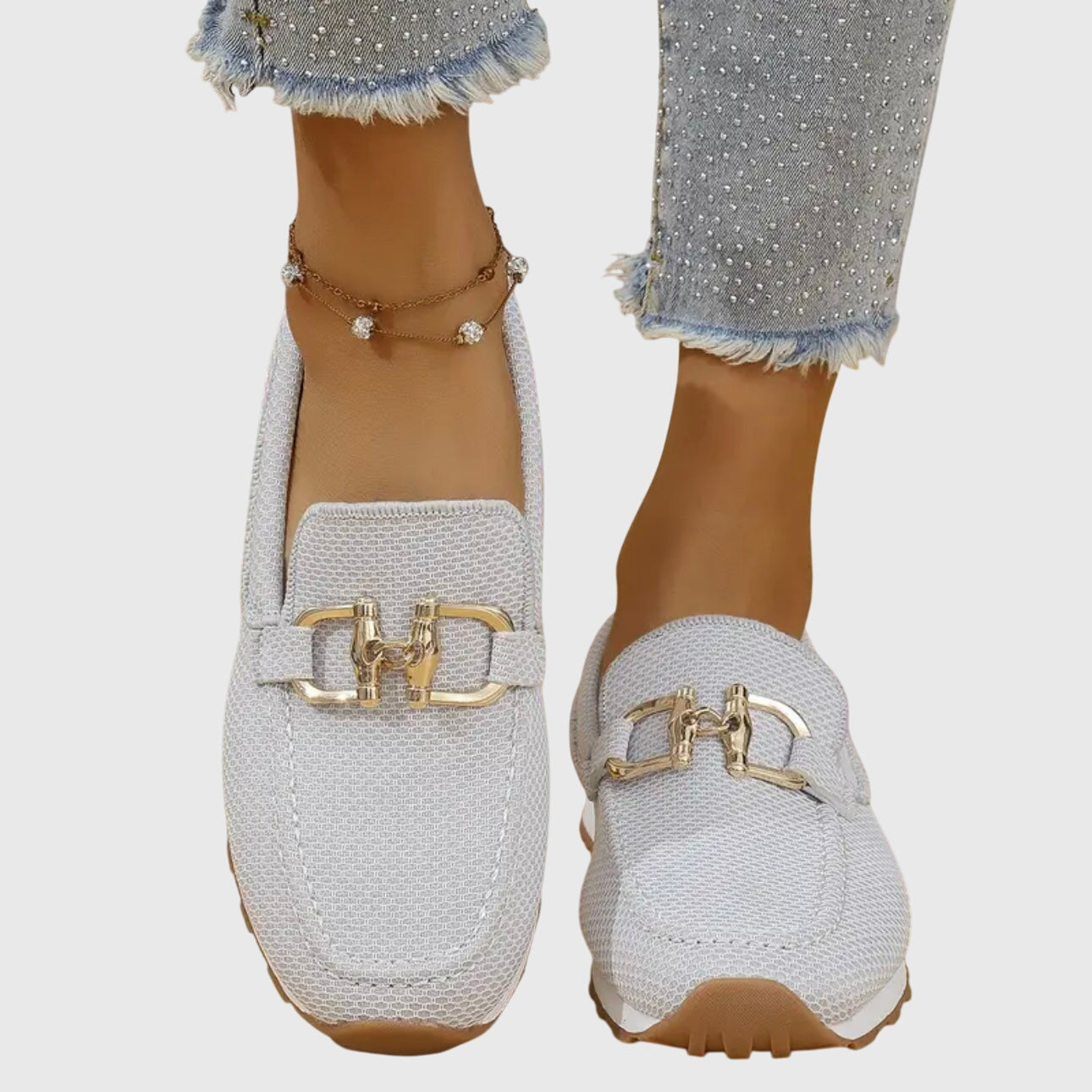 Dam Ortopediska Loafers med Guld Horsebit-Detalj