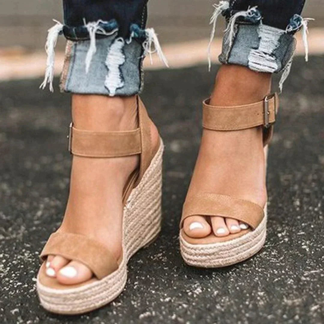 Dam Espadrillos Kilklack Sandaler med Ankelrem och Spänne
