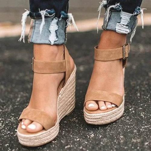 Dam Espadrillos Kilklack Sandaler med Ankelrem och Spänne