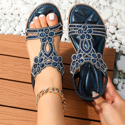 Dam Ortopediska Boho Platta Sandaler med Dekoration