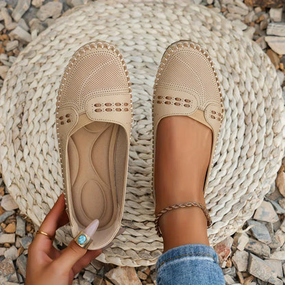 Dam Ortopediska Vävda Slip-On Platta Loafers