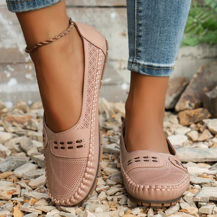 Dam Ortopediska Vävda Slip-On Platta Loafers