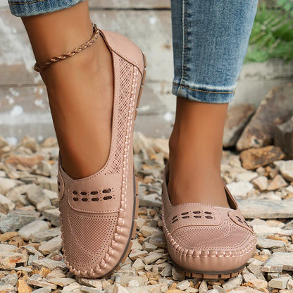 Dam Ortopediska Vävda Slip-On Platta Loafers