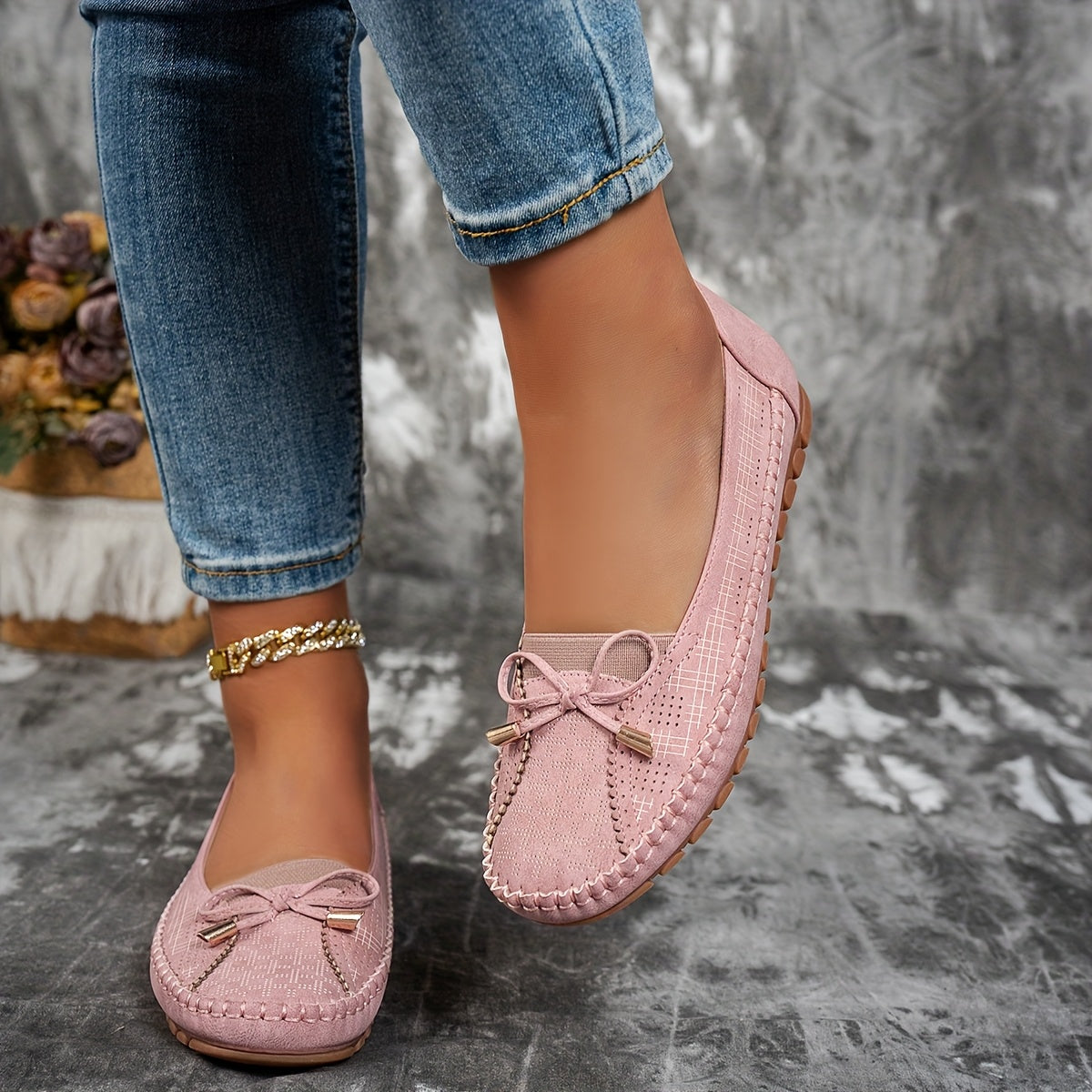 Sabine - Mjuka Komfortloafers med delikat rosett