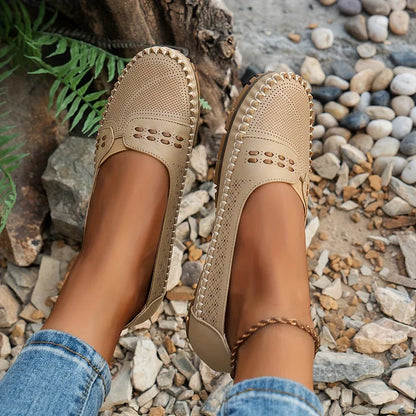 Dam Ortopediska Vävda Slip-On Platta Loafers