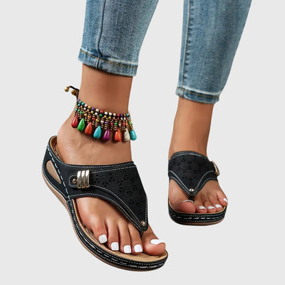 Dam Ortopediska Kilklack Tång Flip Flop Sandaler