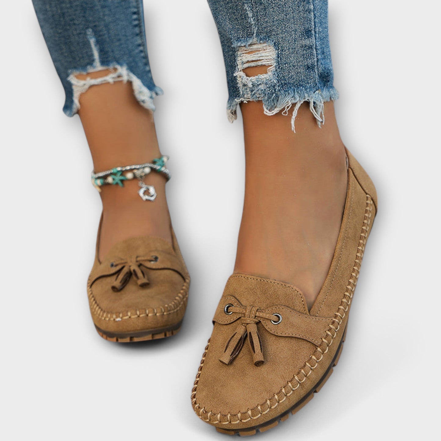 Dam Ortopediska Tofsel Loafers Slip-On Platt Moccasin