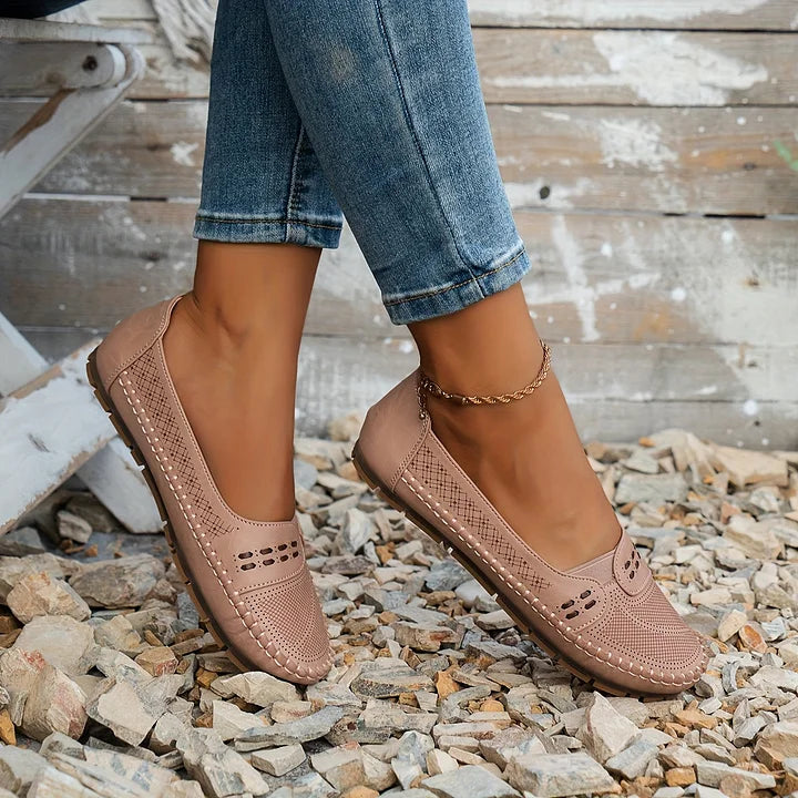 Dam Ortopediska Vävda Slip-On Platta Loafers