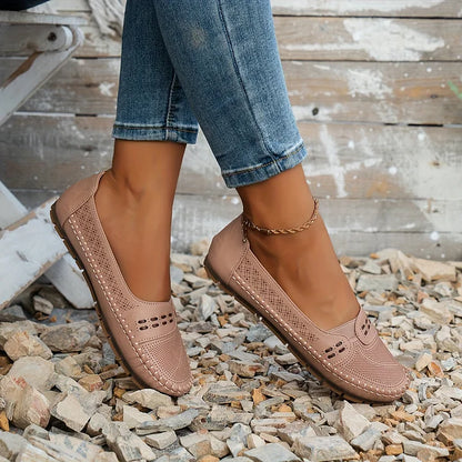 Dam Ortopediska Vävda Slip-On Platta Loafers