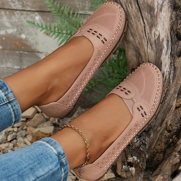 Dam Ortopediska Vävda Slip-On Platta Loafers