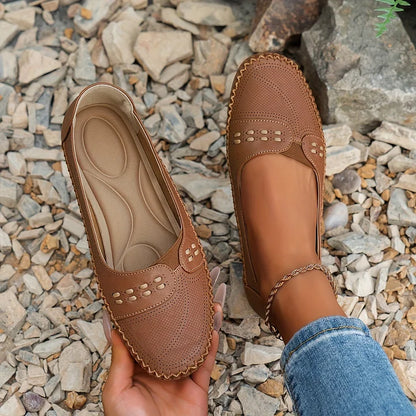Dam Ortopediska Vävda Slip-On Platta Loafers