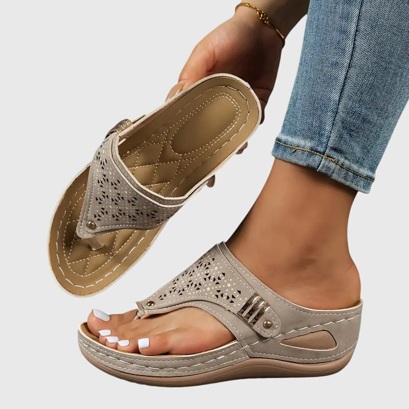 Dam Ortopediska Kilklack Tång Flip Flop Sandaler