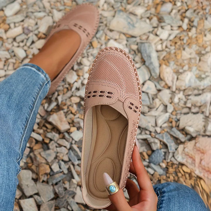 Dam Ortopediska Vävda Slip-On Platta Loafers