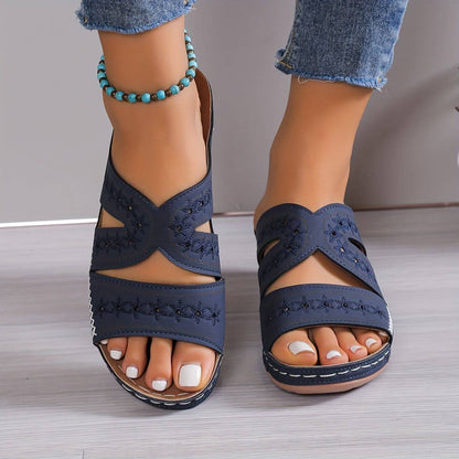 Dam Ortopediska Korsrem Kilklack Slide Sandaler