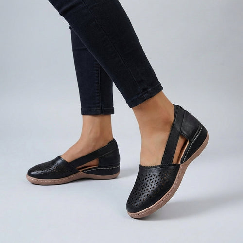 Dam Ortopediska Utskurna Slip-On Läder Loafers