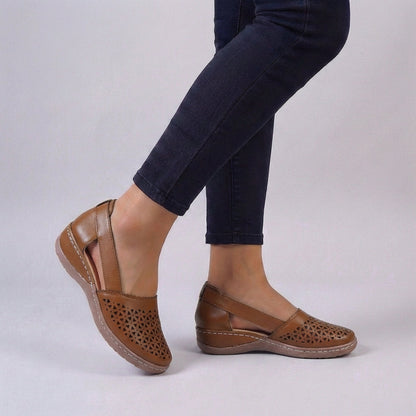Dam Ortopediska Utskurna Slip-On Läder Loafers