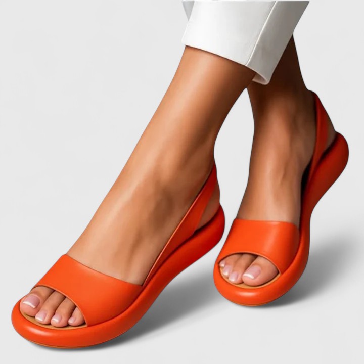 Dam Ortopediska Vadderade Slip-On Peep Toe Sandaler