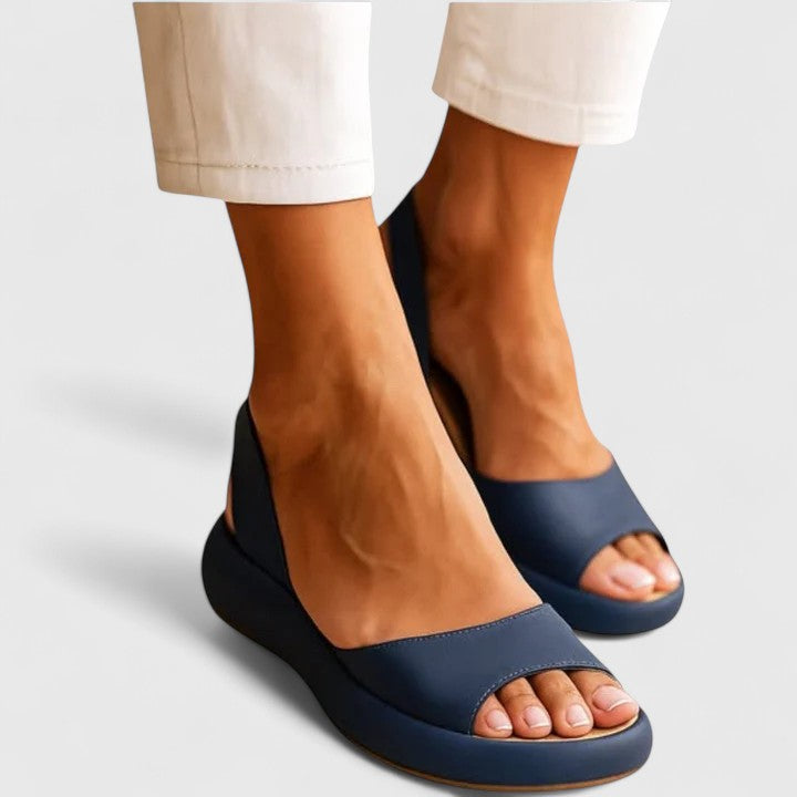 Dam Ortopediska Vadderade Slip-On Peep Toe Sandaler