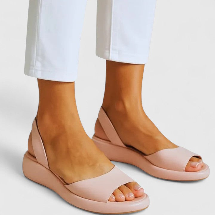 Dam Ortopediska Vadderade Slip-On Peep Toe Sandaler