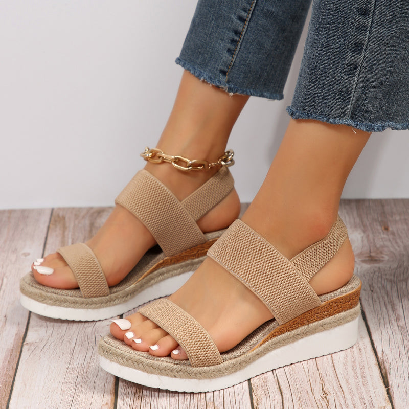 Dam Ortopediska Elastisk Rem Kilklack Sandaler