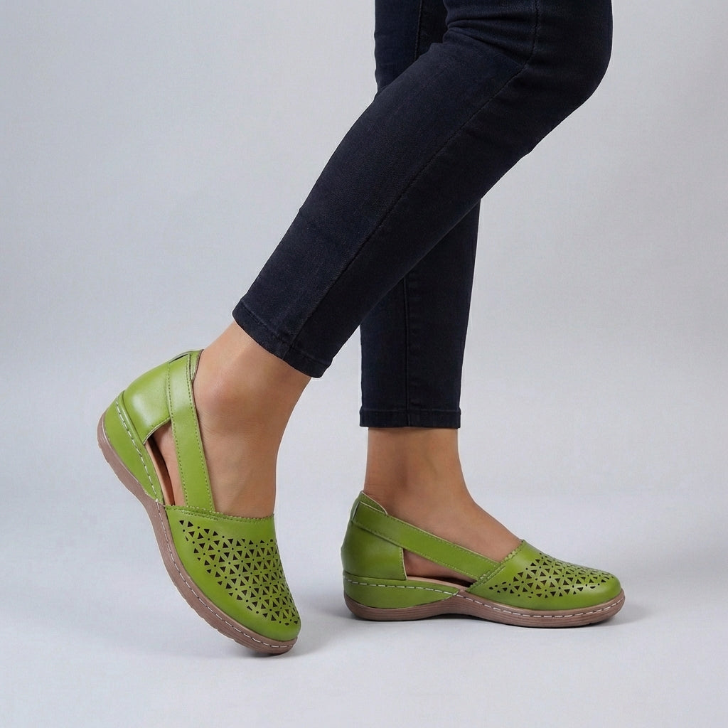 Dam Ortopediska Utskurna Slip-On Läder Loafers