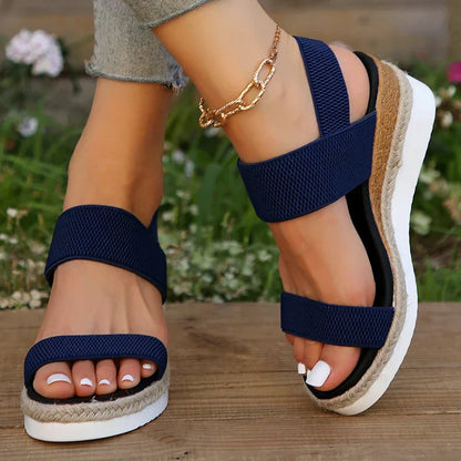 Dam Ortopediska Elastisk Rem Kilklack Sandaler