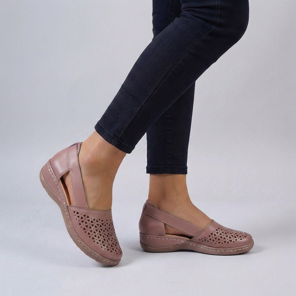 Dam Ortopediska Utskurna Slip-On Läder Loafers