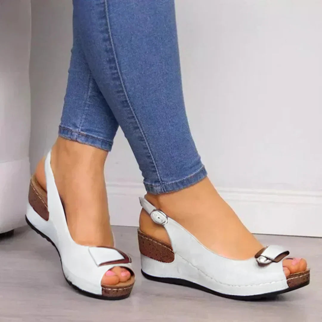Dam Ortopediska Kilklack Slingback Sandaler Öppen Tå