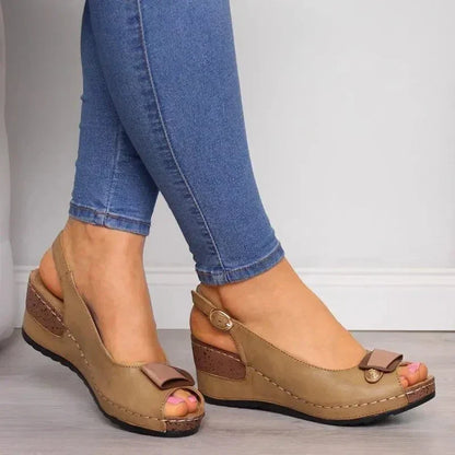 Dam Ortopediska Kilklack Slingback Sandaler Öppen Tå