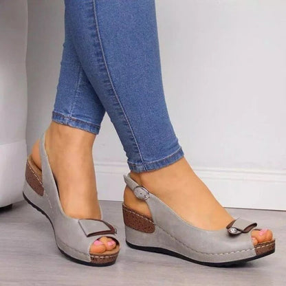 Dam Ortopediska Kilklack Slingback Sandaler Öppen Tå