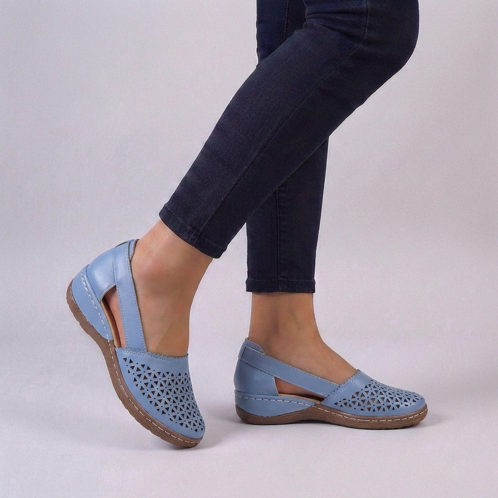 Dam Ortopediska Utskurna Slip-On Läder Loafers