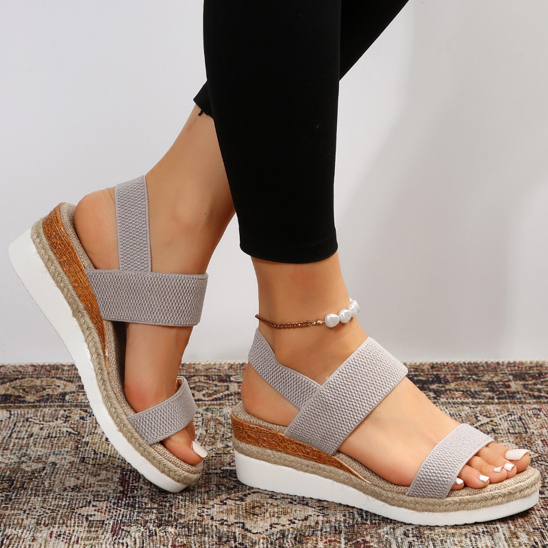 Dam Ortopediska Elastisk Rem Kilklack Sandaler