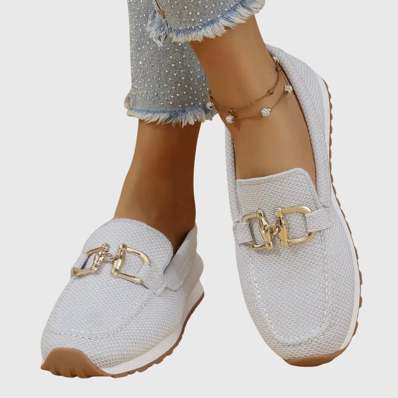 Dam Ortopediska Loafers med Guld Horsebit-Detalj