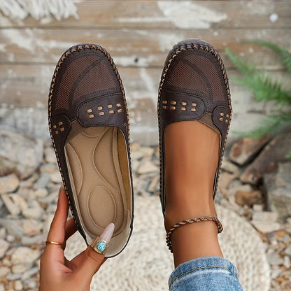 Dam Ortopediska Vävda Slip-On Platta Loafers