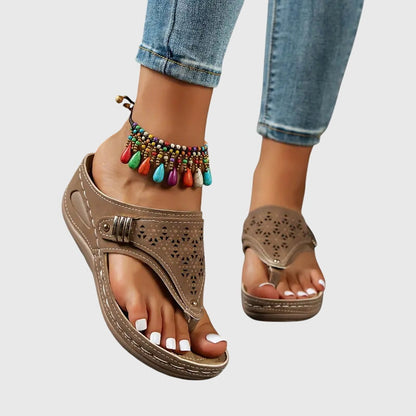 Dam Ortopediska Kilklack Tång Flip Flop Sandaler