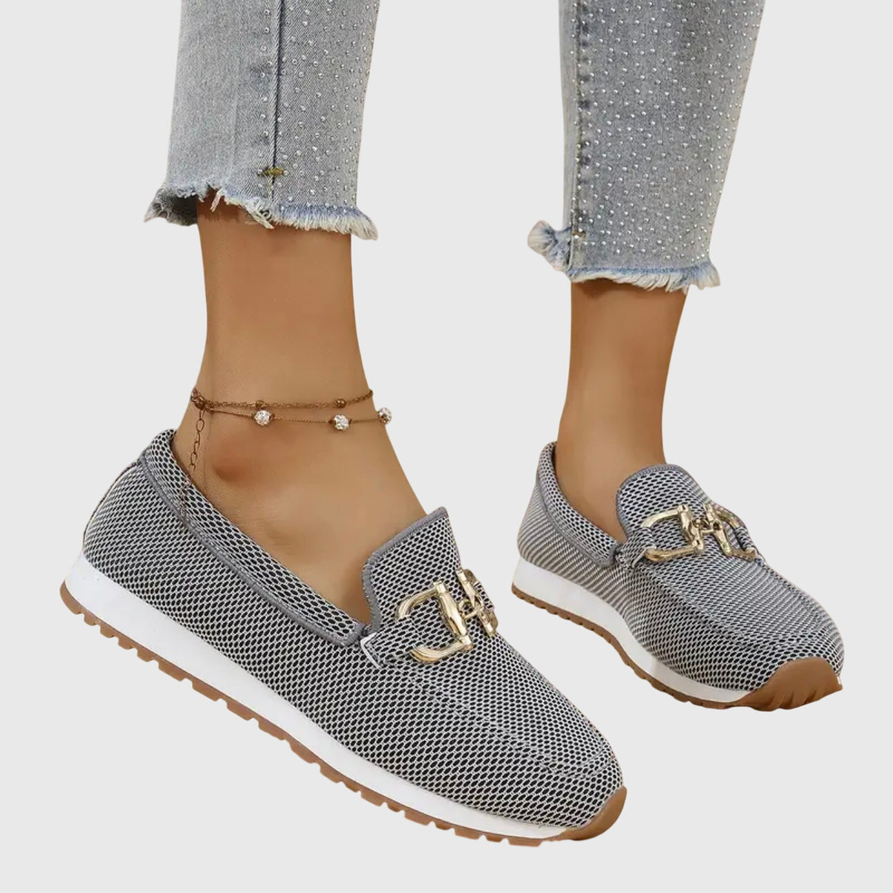 Dam Ortopediska Loafers med Guld Horsebit-Detalj