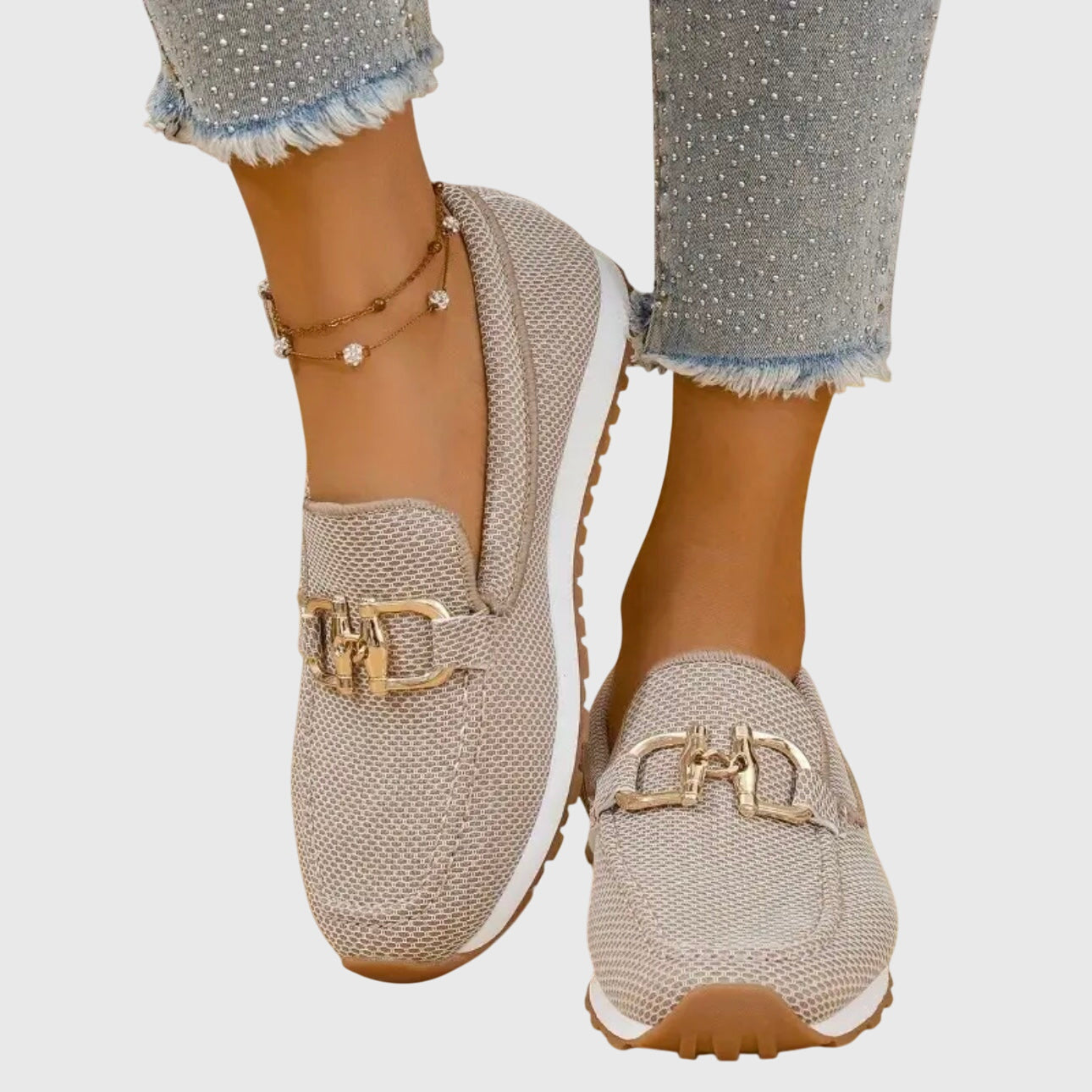 Dam Ortopediska Loafers med Guld Horsebit-Detalj