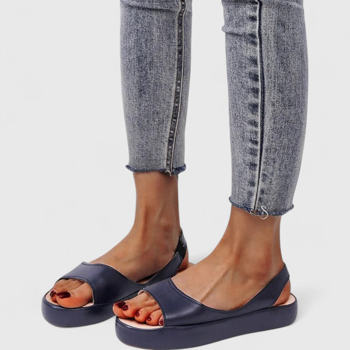 Dam Ortopediska Vadderade Slip-On Peep Toe Sandaler
