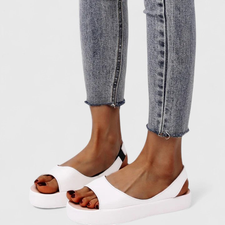 Dam Ortopediska Vadderade Slip-On Peep Toe Sandaler