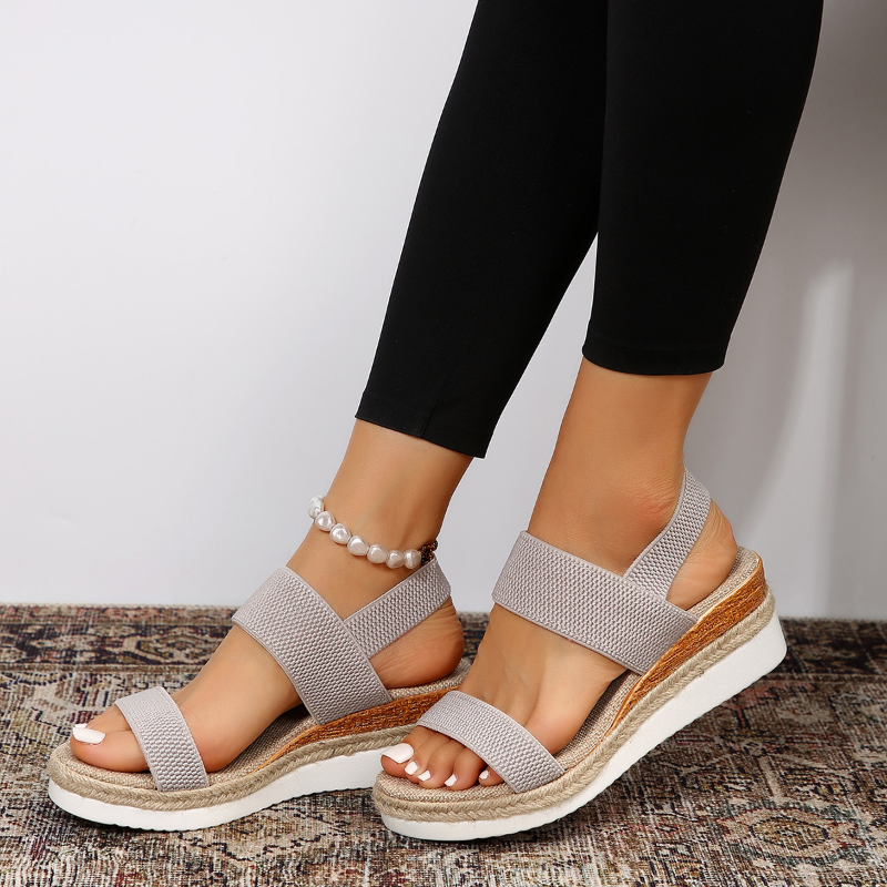 Dam Ortopediska Elastisk Rem Kilklack Sandaler