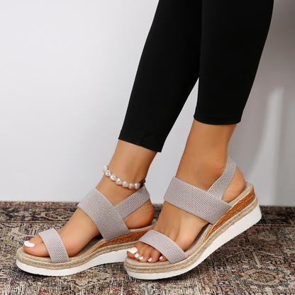Dam Ortopediska Elastisk Rem Kilklack Sandaler