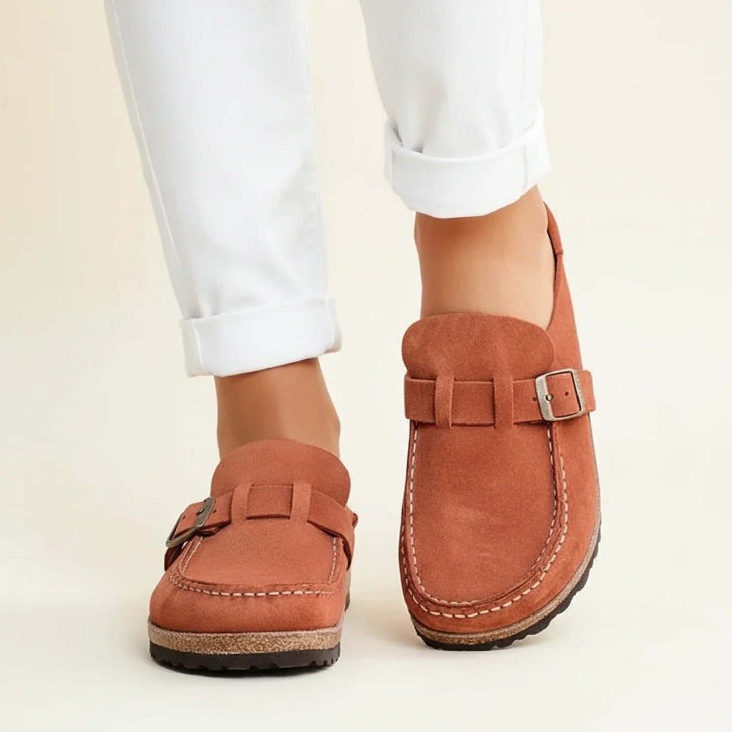 Dam Ortopediska Mocka Spänne Slip-On Mule Clogs
