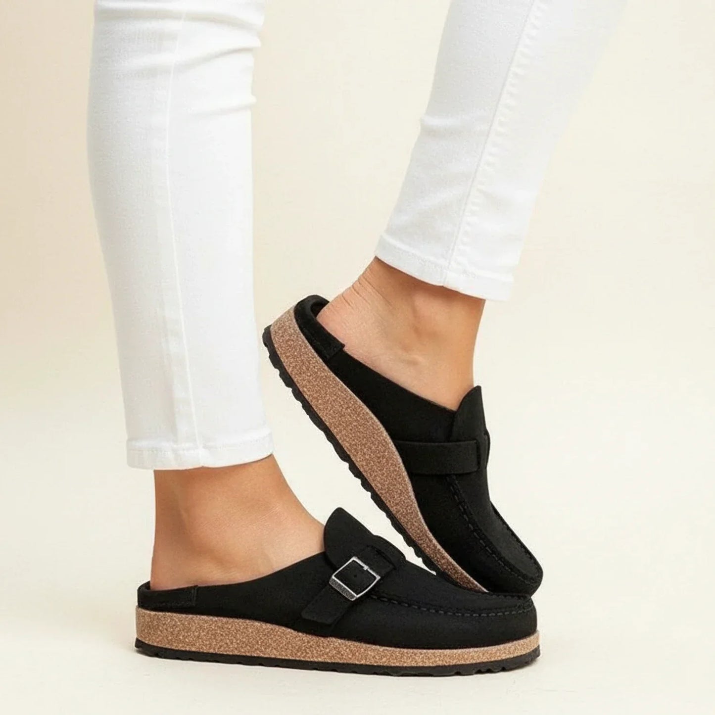 Dam Ortopediska Mocka Spänne Slip-On Mule Clogs