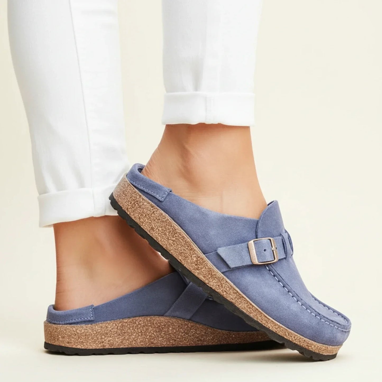 Dam Ortopediska Mocka Spänne Slip-On Mule Clogs