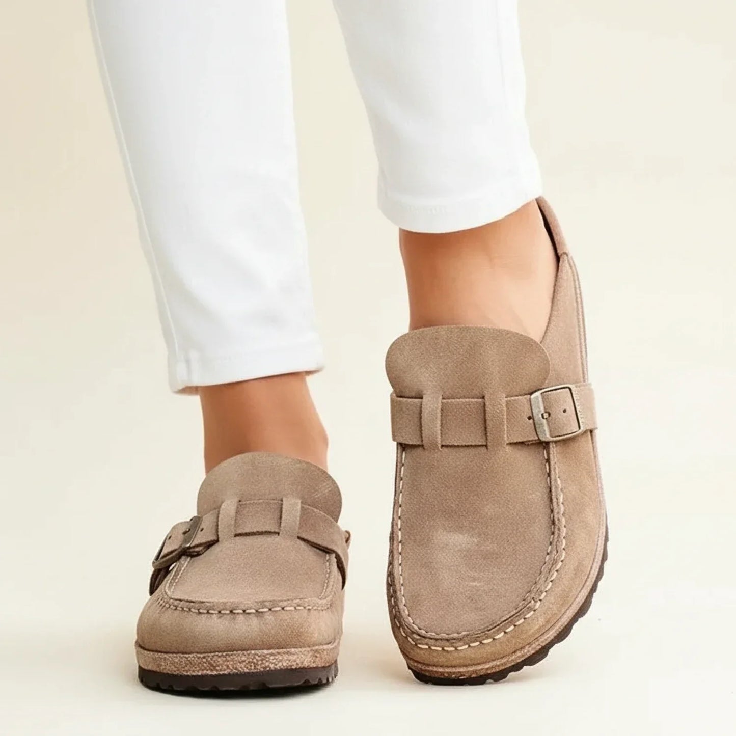 Dam Ortopediska Mocka Spänne Slip-On Mule Clogs