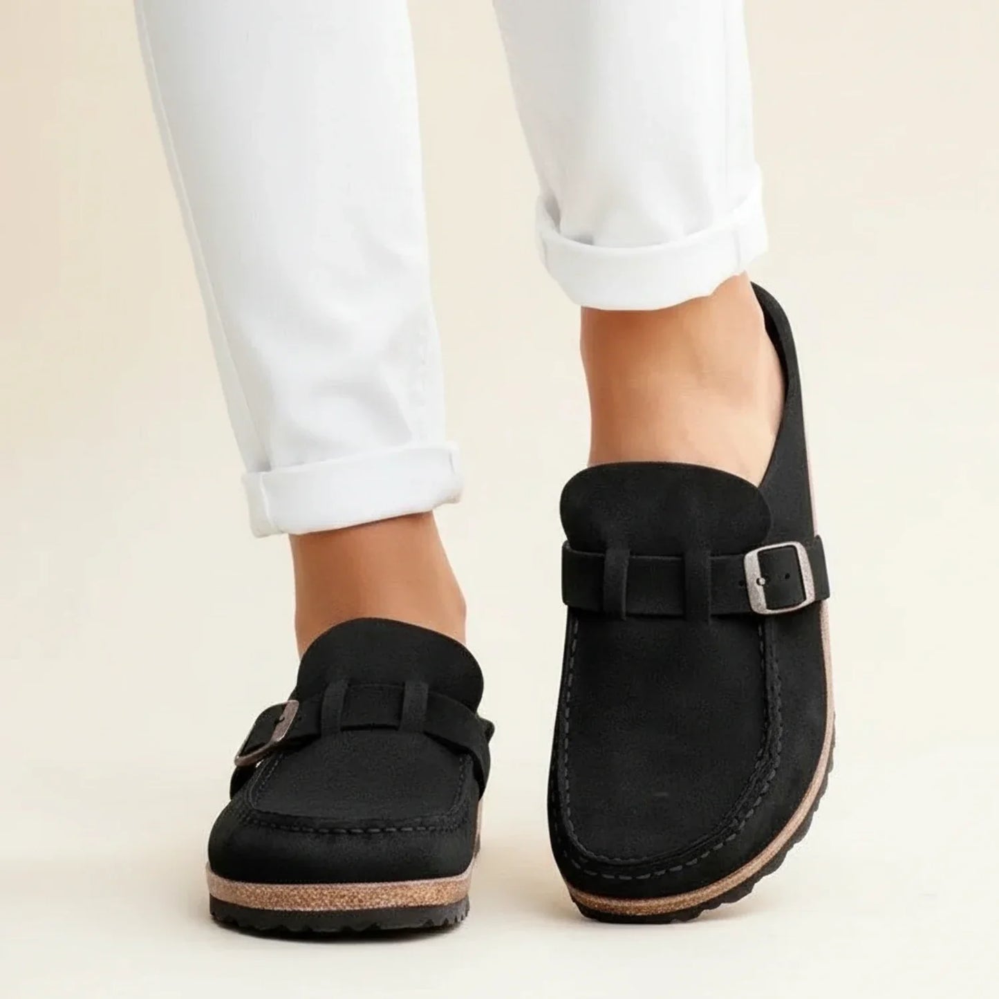 Dam Ortopediska Mocka Spänne Slip-On Mule Clogs